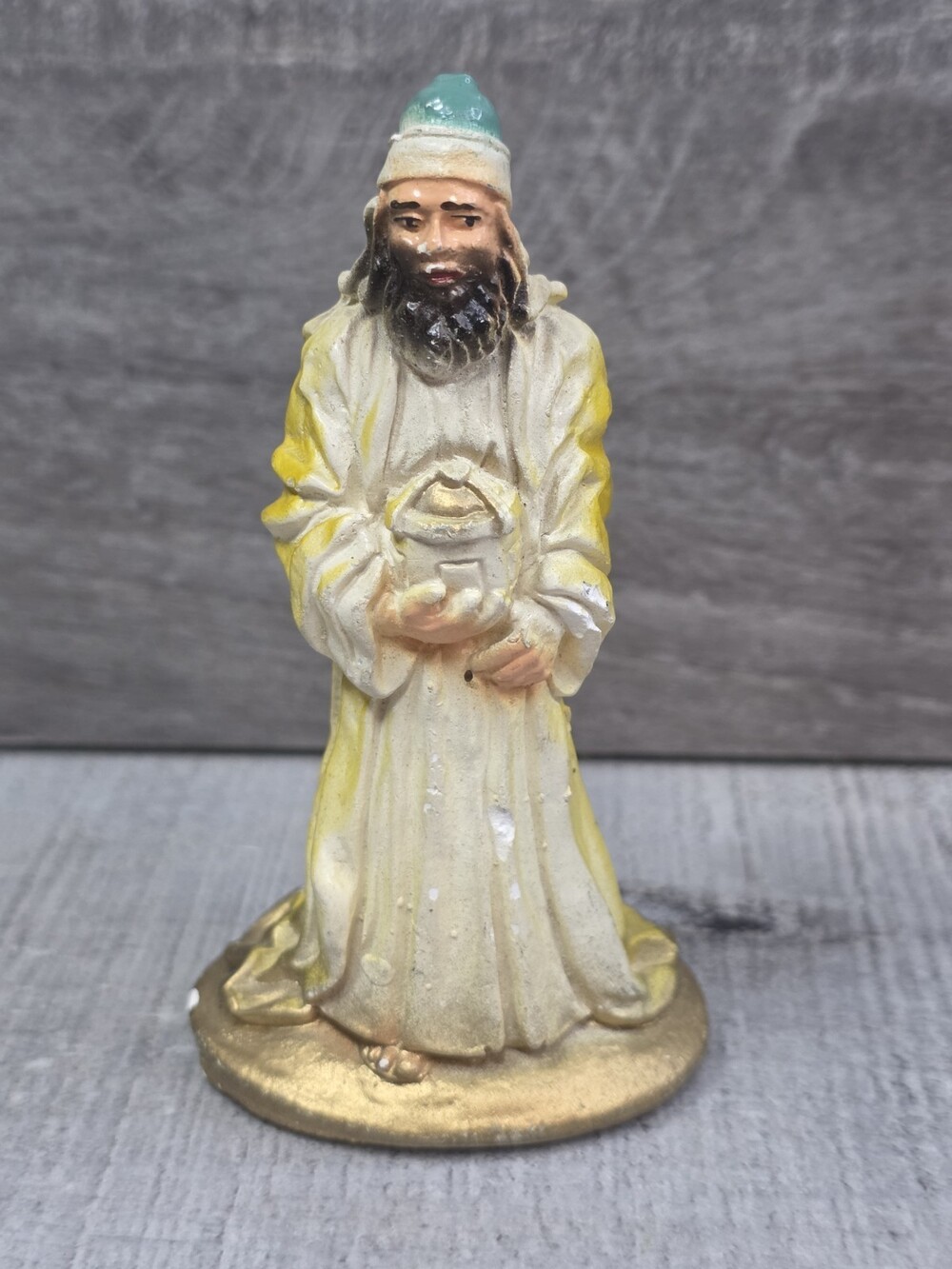 Vtg Christmas Wiseman King Putz Nativity Chalkware Figure 4" Tall 200a8